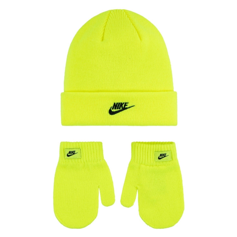 Toddler Nike Yellow Volt Club Beanie & Mittens Set